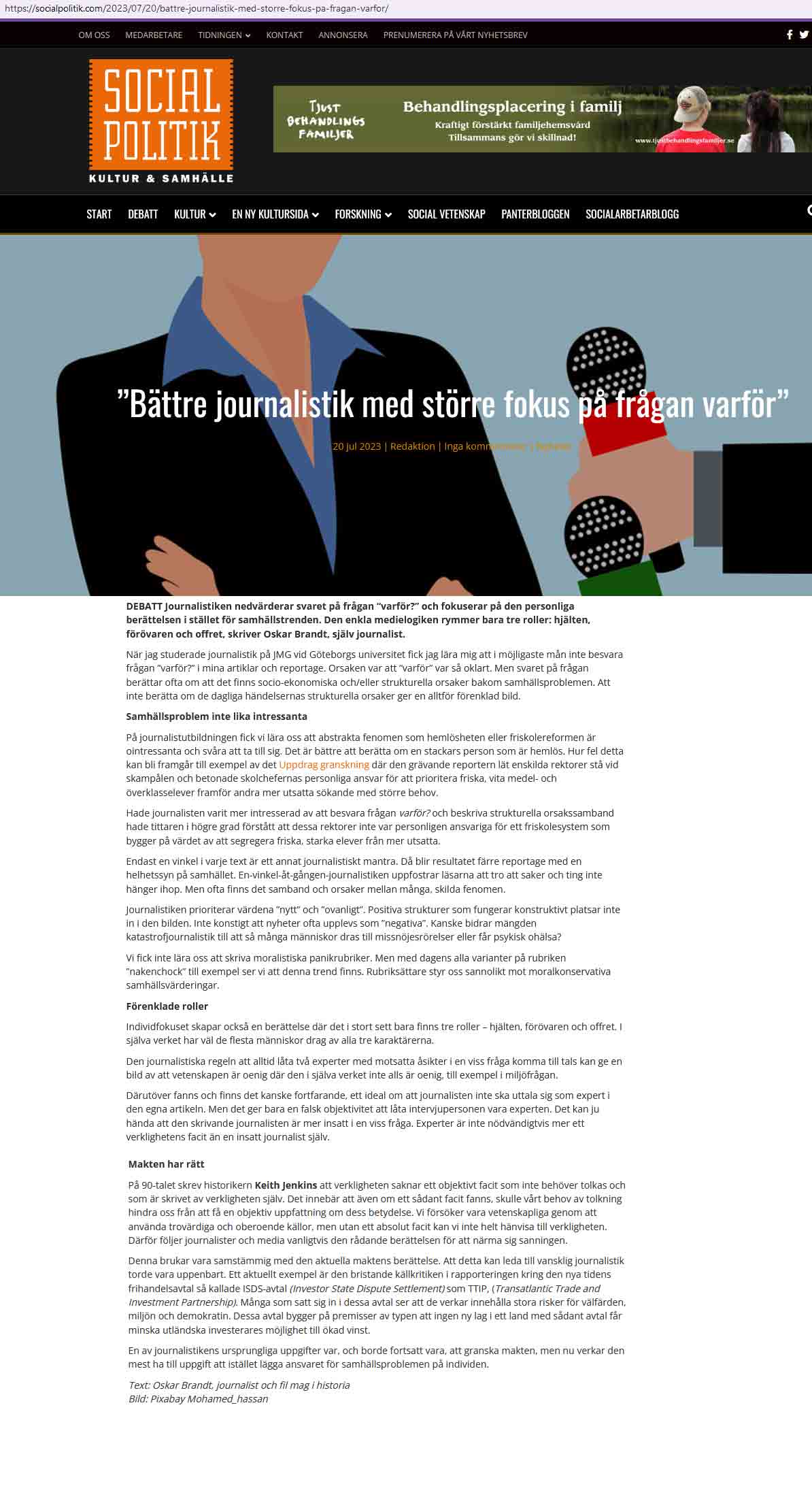 Journalistik nedvärderar 